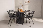 Venture Design Dyrön & Olivia Matstolar 2-pack Svart + Runda Matbord ⌀110 Svart