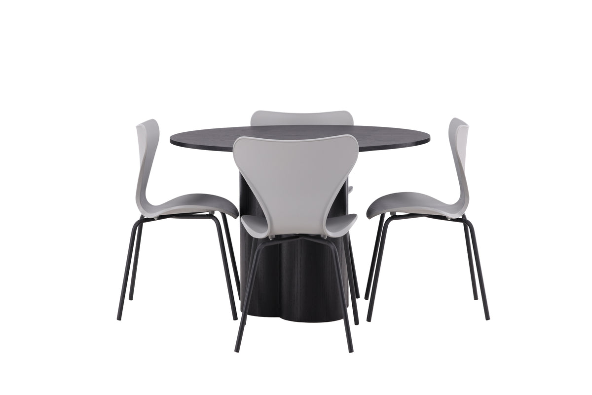 Venture Design Olivia & Estes Matbord ⌀110 + Matstolar Ljusgrå