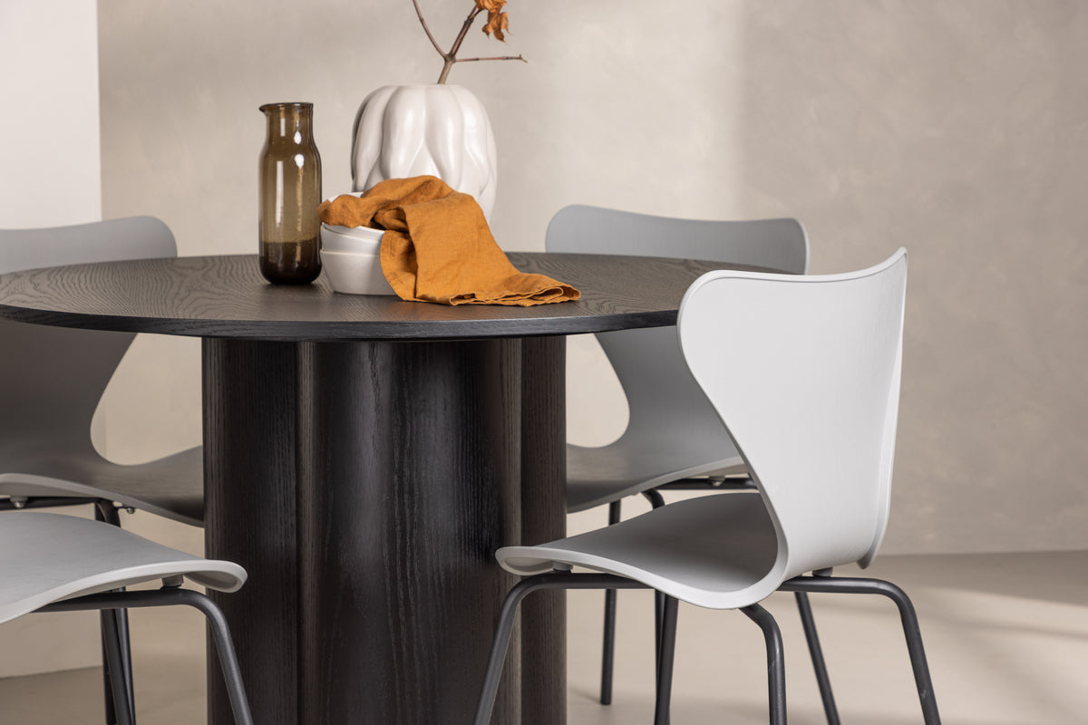 Venture Design Olivia & Estes Matbord ⌀110 + Matstolar Ljusgrå