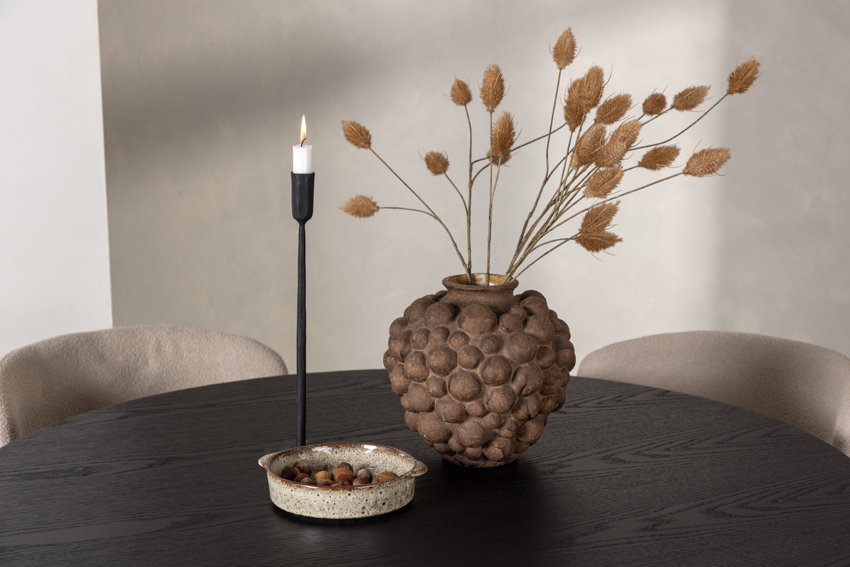 Venture Design Modesto & Olivia Matstolar 2-pack Beige + Runda Matbord ⌀110 Svart