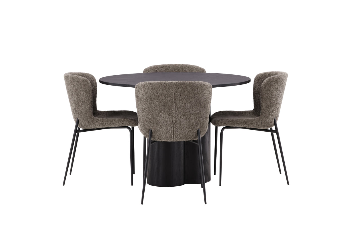 Venture Design Modesto & Olivia Matstolar 2-pack Brun + Runda Matbord ⌀110 Svart