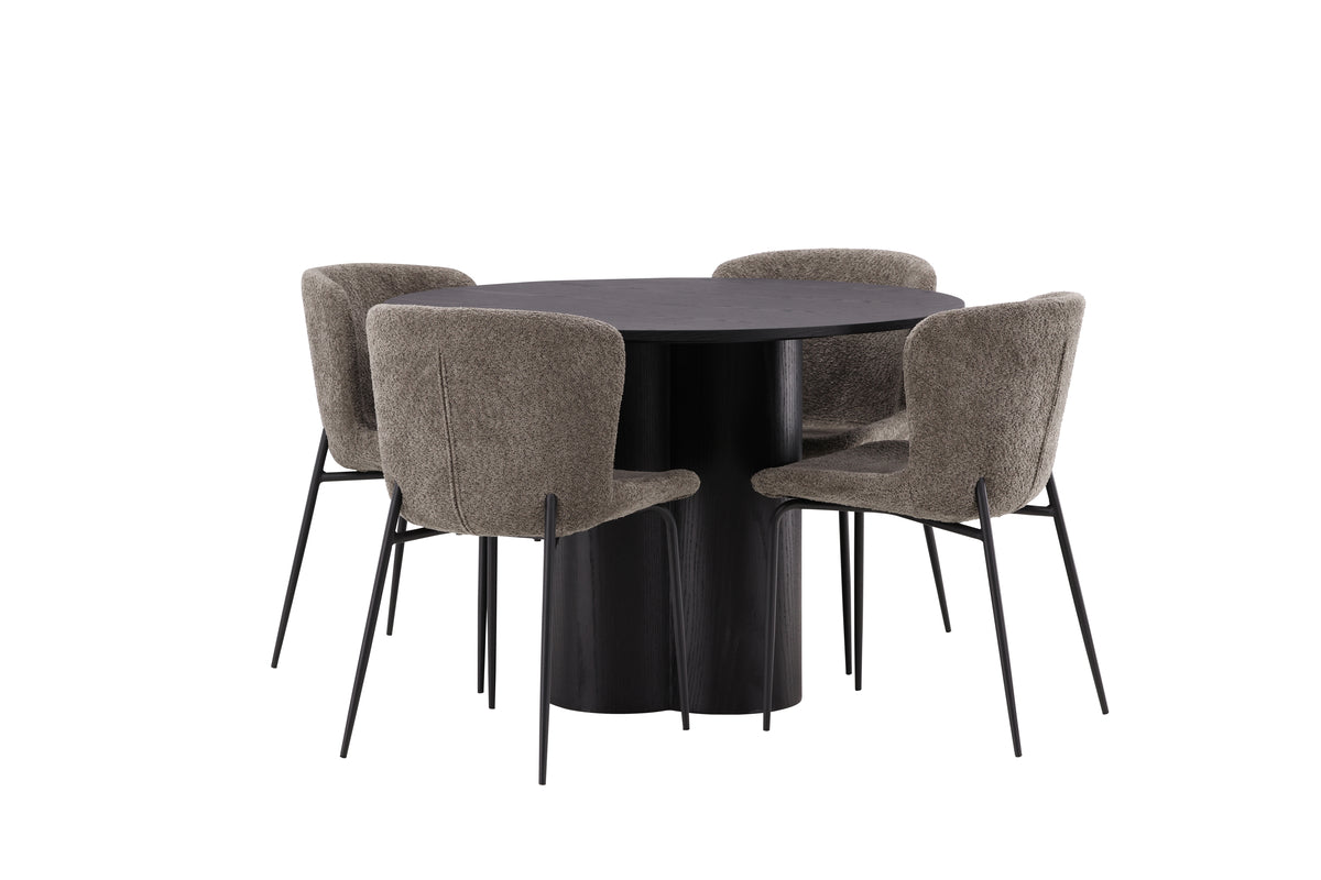 Venture Design Modesto & Olivia Matstolar 2-pack Brun + Runda Matbord ⌀110 Svart