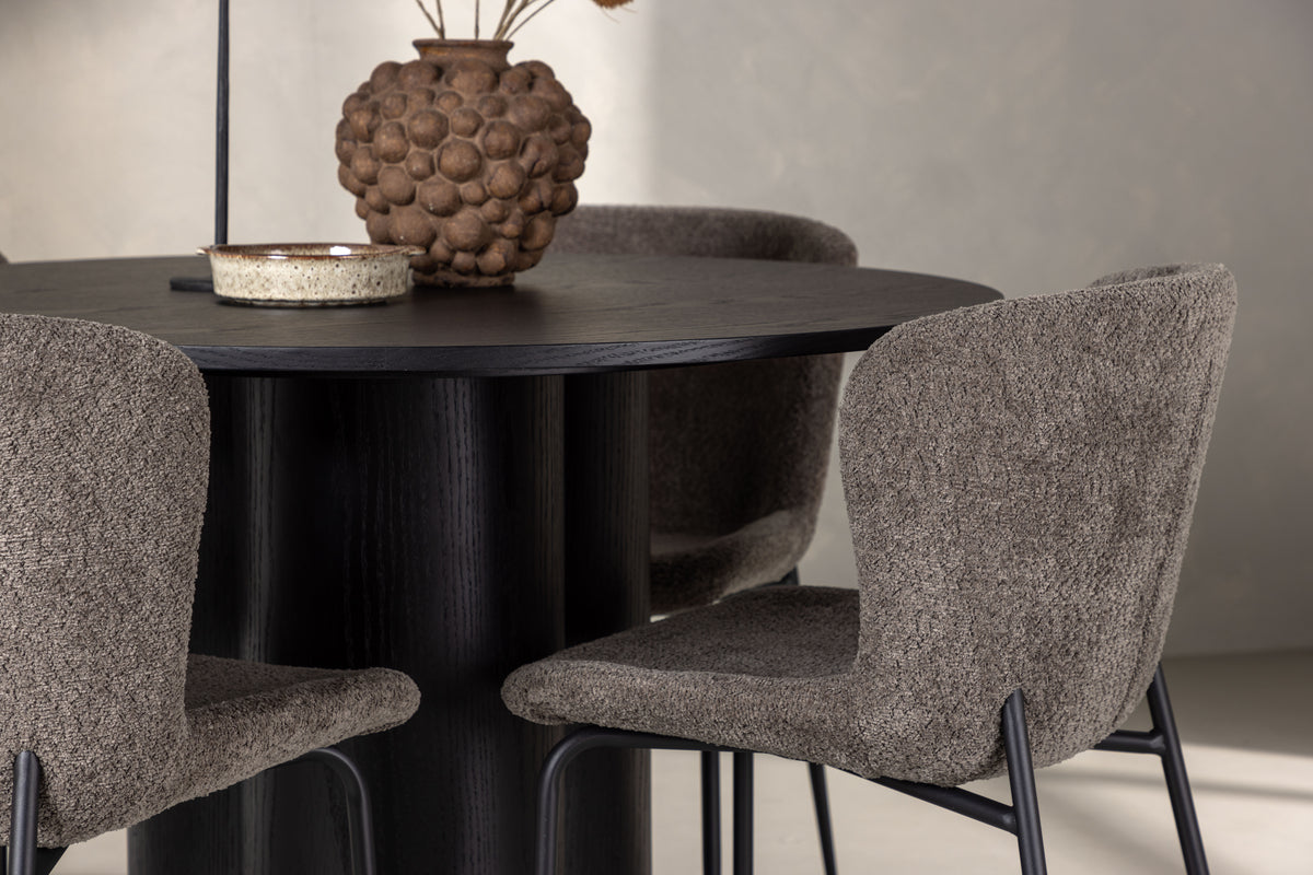 Venture Design Modesto & Olivia Matstolar 2-pack Brun + Runda Matbord ⌀110 Svart