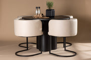Venture Design Olivia & Simrishamn Runda Matbord ⌀110 Svart + Matstolar Beige