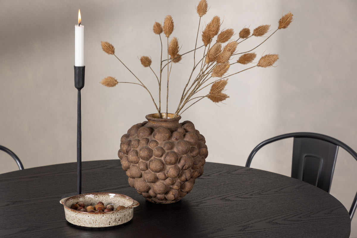 Venture Design Tempe & Olivia Matstolar 2-pack Valnöt + Runda Matbord ⌀110 Svart