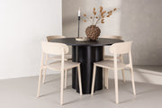 Venture Design Åstol & Olivia Matstolar 2-pack Beige + Runda Matbord ⌀110 Svart