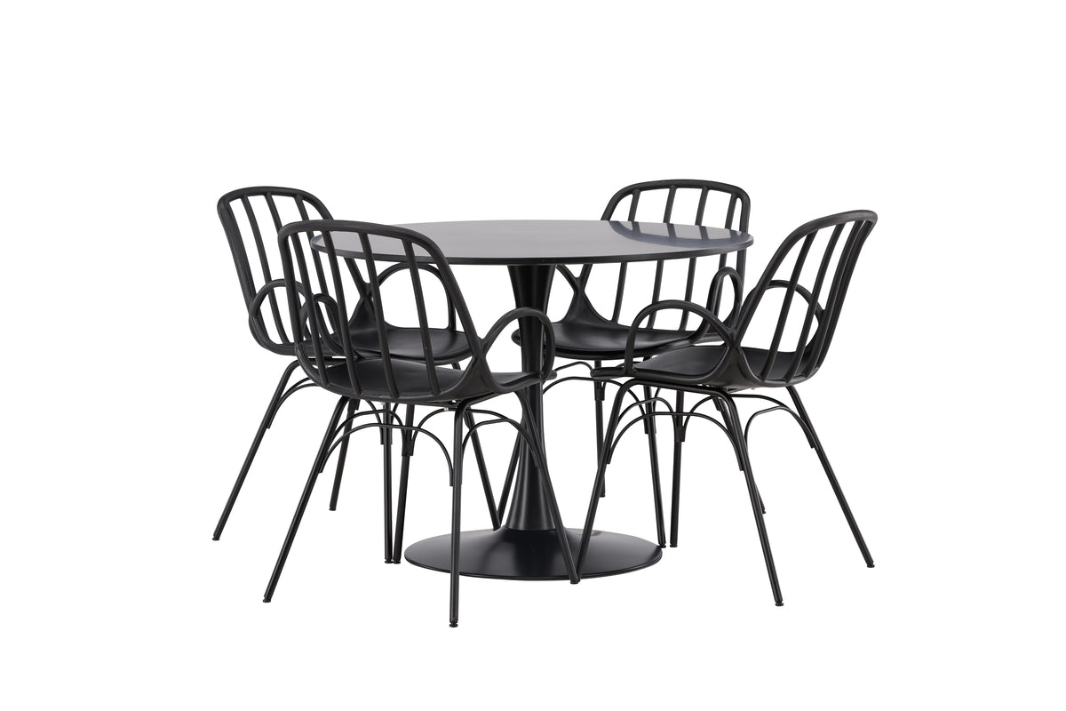 Venture Design Dyrön & Glade Matstolar 2-pack Svart + Runda Matbord ⌀100 Svart