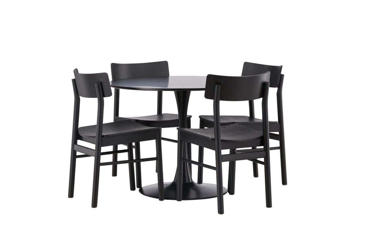 Venture Design Montros & Glade Matstolar 2-pack Svart + Runda Matbord ⌀100 Svart