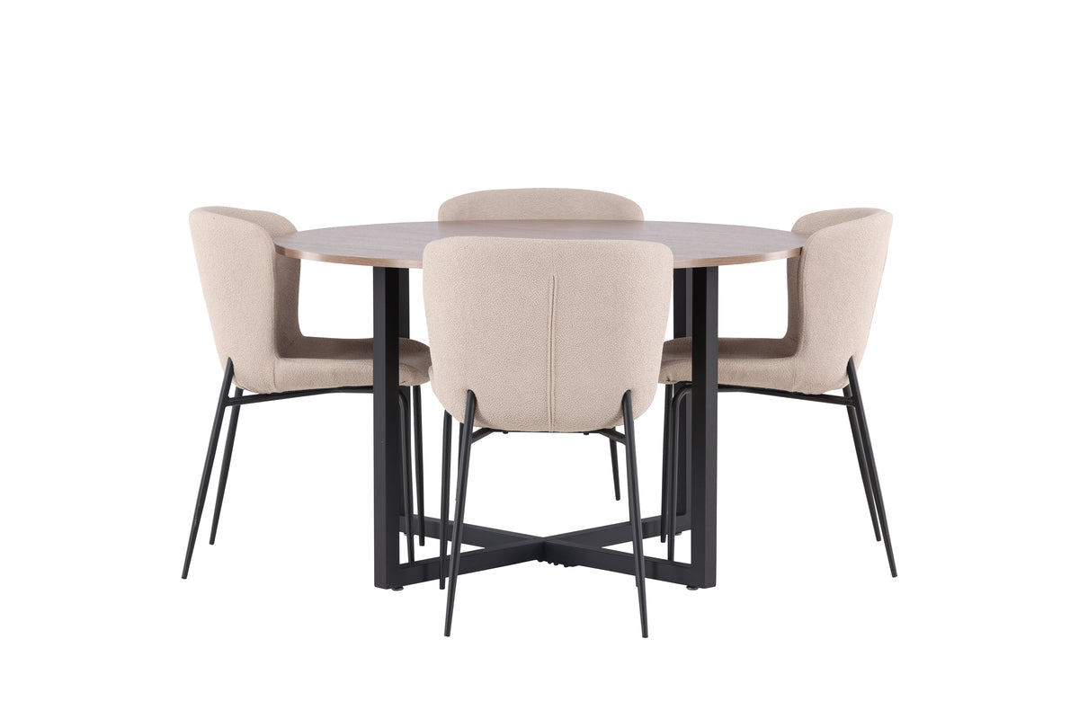 Venture Design Durango & Modesto Runda Matbord ⌀120 Valnöt + Matstolar 2-pack Brun