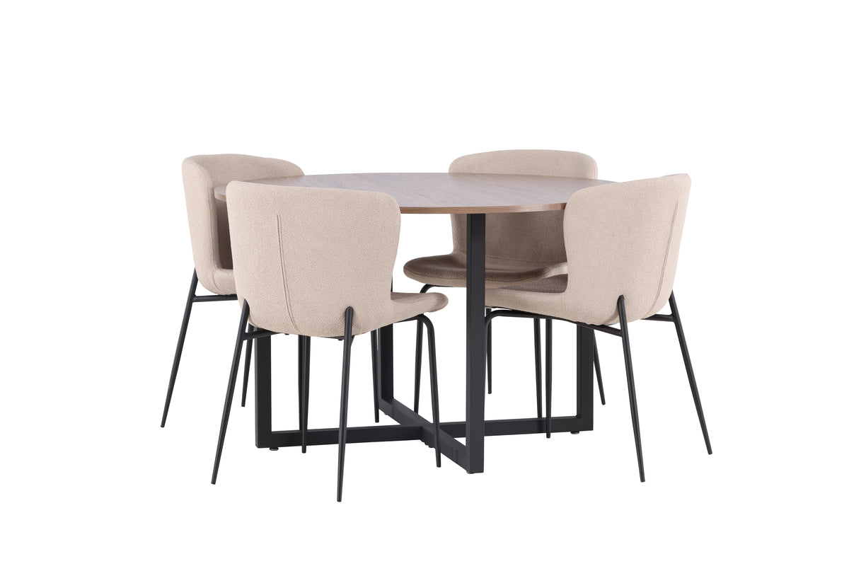 Venture Design Durango & Modesto Runda Matbord ⌀120 Valnöt + Matstolar 2-pack Brun