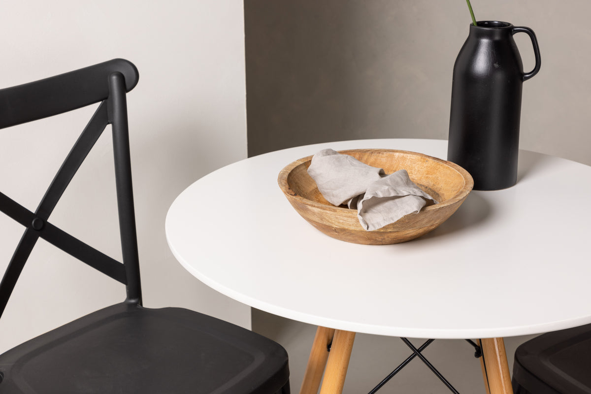 Venture Design Crosett & Danburi Matstolar 2-pack Svart + Runda Matbord ⌀60 Vit