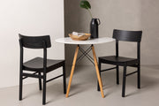 Venture Design Montros & Danburi Matstolar 2-pack Svart + Runda Matbord ⌀60 Vit