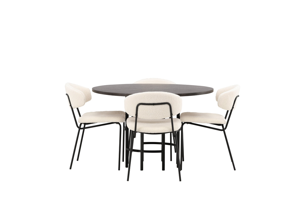 Venture Design Chico & Copenhagen Matstolar 2-pack Vit + Runda Matbord ⌀115 Mocka