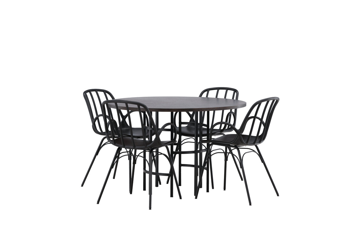 Venture Design Dyrön & Copenhagen Matstolar 2-pack Svart + Runda Matbord ⌀115 Mocka