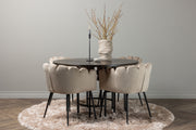 Venture Design Limhamn & Copenhagen Matstolar Beige + Runda Matbord ⌀115 Mocka
