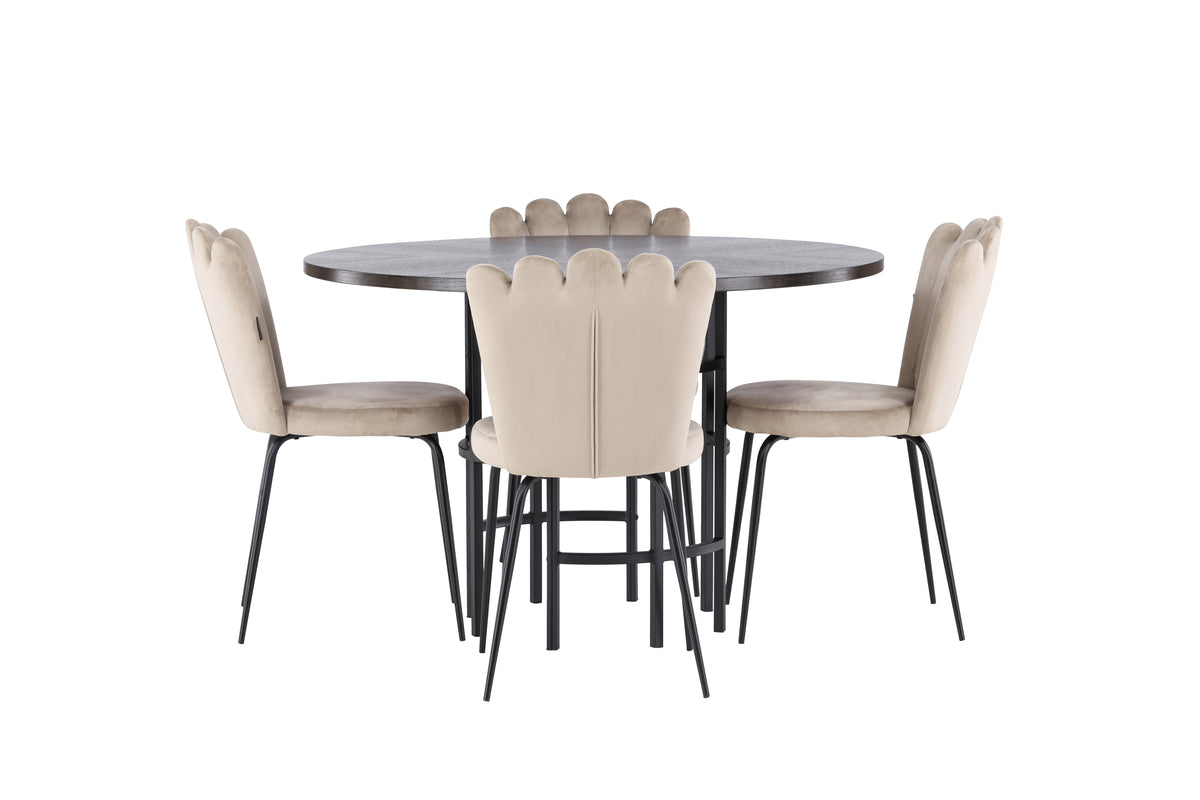 Venture Design Limhamn & Copenhagen Matstolar 2-pack Beige + Runda Matbord ⌀115 Mocka