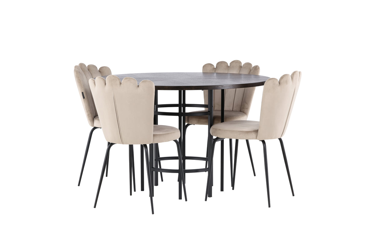 Venture Design Limhamn & Copenhagen Matstolar 2-pack Beige + Runda Matbord ⌀115 Mocka