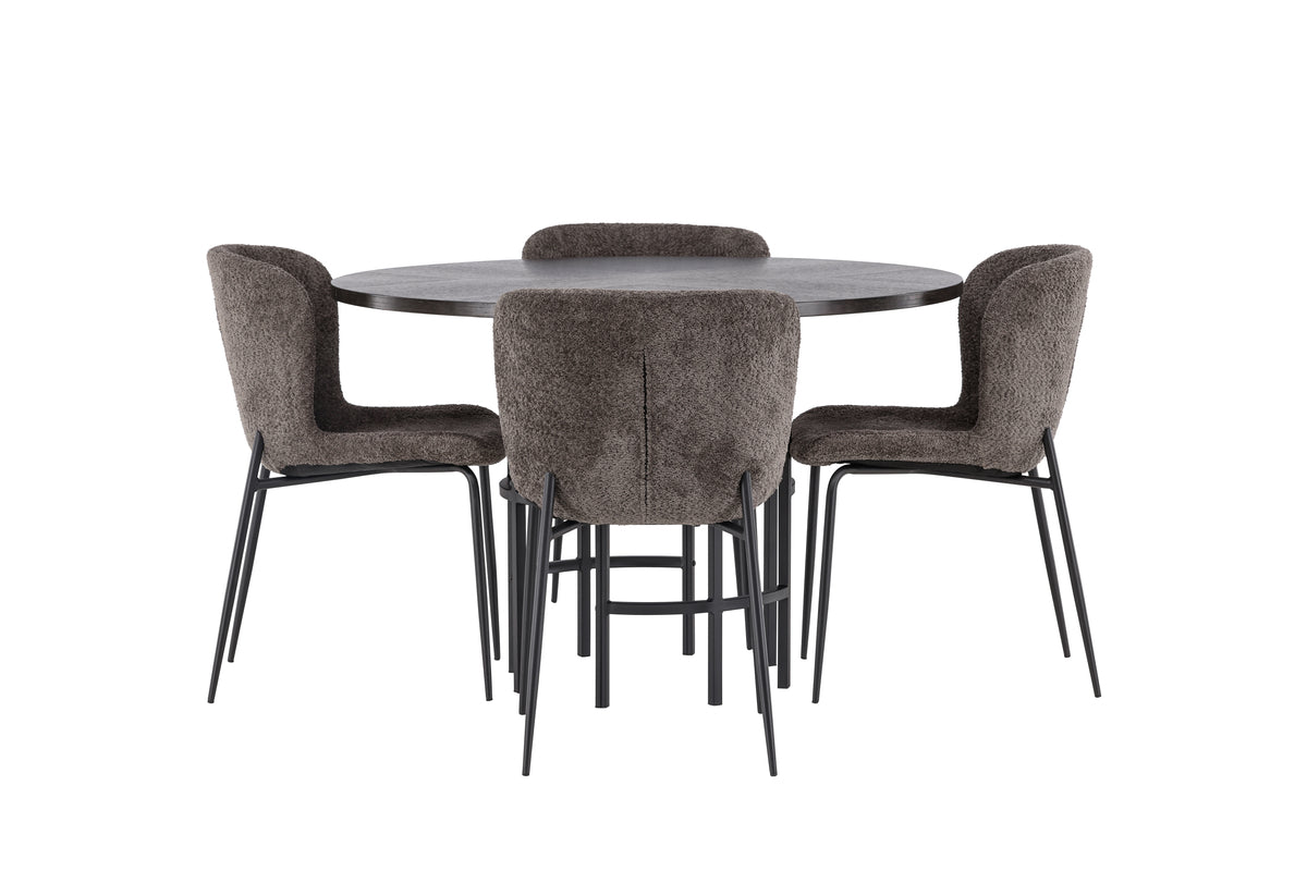 Venture Design Modesto & Copenhagen Matstolar 2-pack Brun + Runda Matbord ⌀115 Mocka