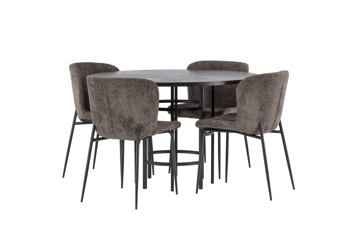 Venture Design Modesto & Copenhagen Matstolar 2-pack Brun + Runda Matbord ⌀115 Mocka