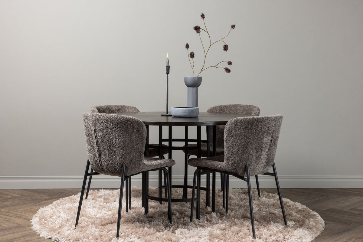 Venture Design Modesto & Copenhagen Matstolar 2-pack Brun + Runda Matbord ⌀115 Mocka
