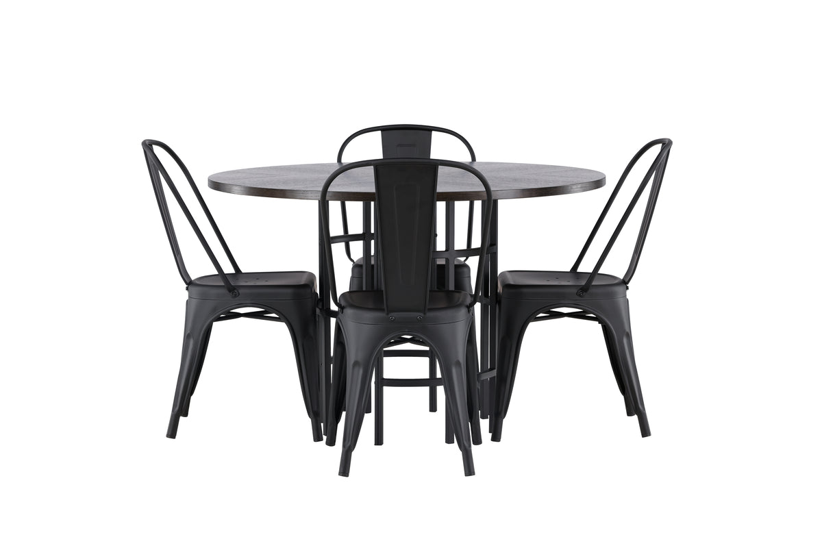 Venture Design Tempe & Copenhagen Matstolar 4-pack Svart + Runda Matbord ⌀115 Mocka