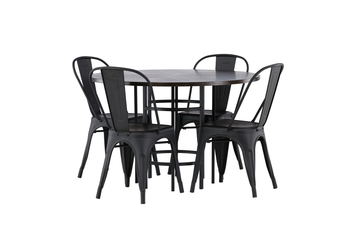 Venture Design Tempe & Copenhagen Matstolar 4-pack Svart + Runda Matbord ⌀115 Mocka