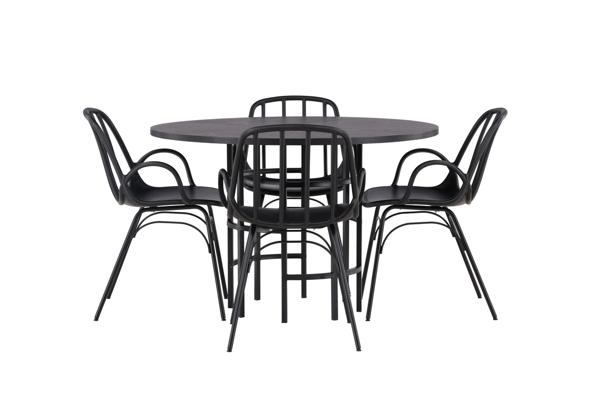 Venture Design Dyrön & Copenhagen Matstolar 2-pack Svart + Runda Matbord ⌀115 Svart
