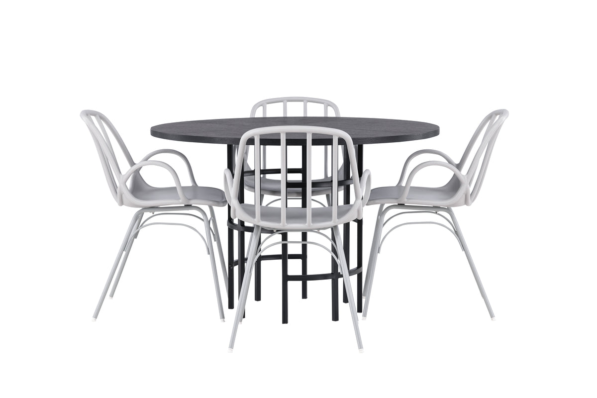 Venture Design Dyrön & Copenhagen Matstolar 2-pack Ljusgrå + Runda Matbord ⌀115 Svart