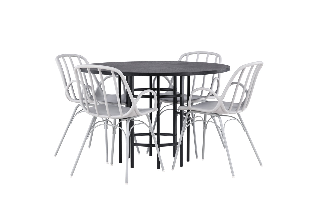 Venture Design Dyrön & Copenhagen Matstolar 2-pack Ljusgrå + Runda Matbord ⌀115 Svart