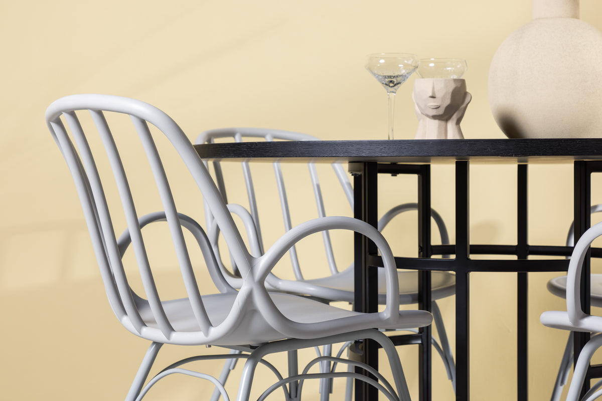 Venture Design Dyrön & Copenhagen Matstolar 2-pack Ljusgrå + Runda Matbord ⌀115 Svart