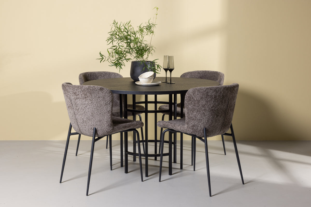Venture Design Modesto & Copenhagen Matstolar 2-pack Brun + Runda Matbord ⌀115 Svart
