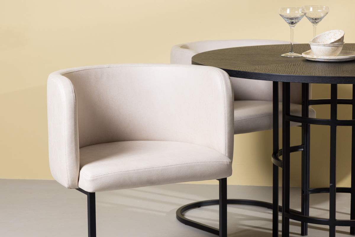 Venture Design Copenhagen & Simrishamn Runda Matbord ⌀115 Svart + Matstolar Beige