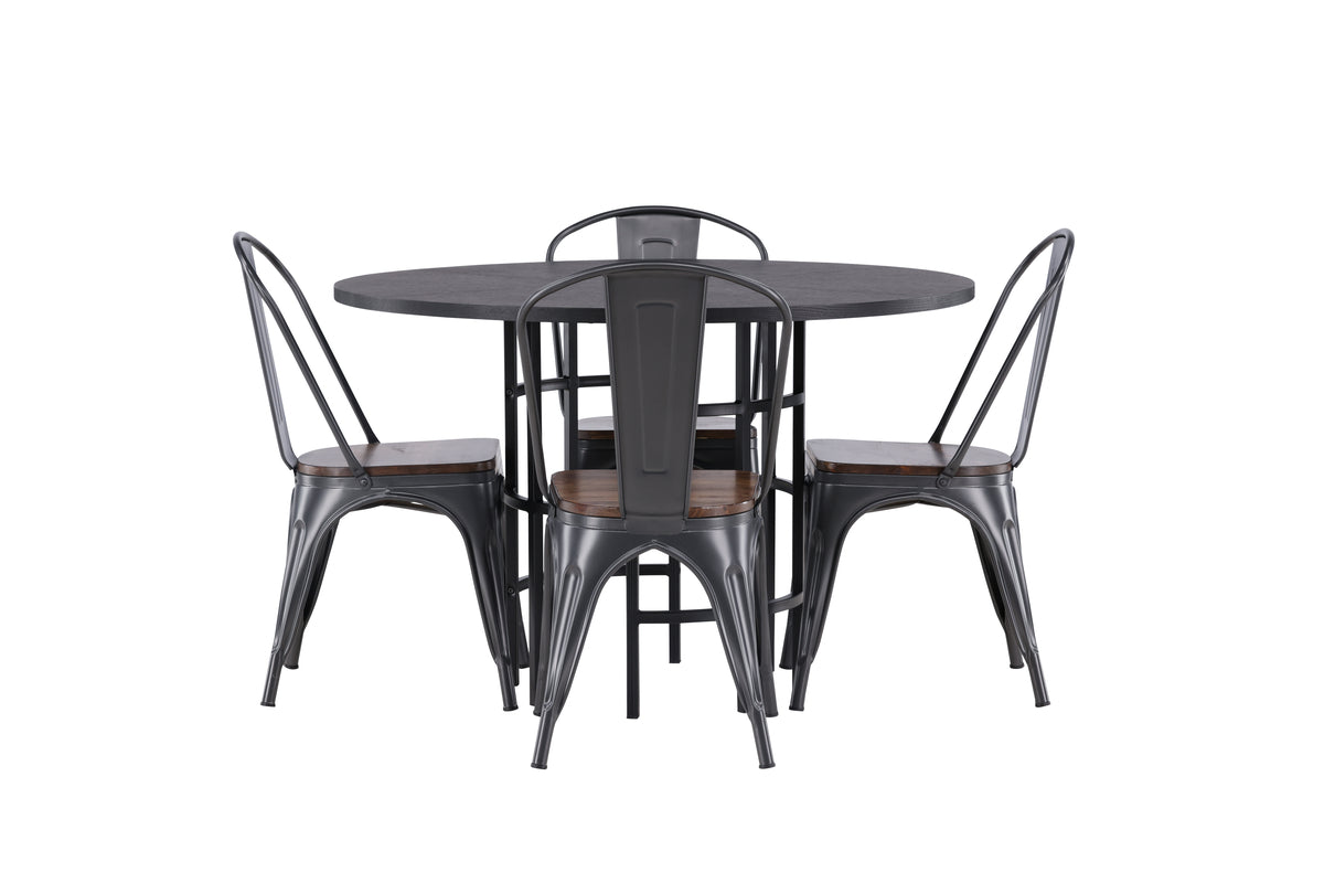 Venture Design Tempe & Copenhagen Matstolar 2-pack Valnöt + Runda Matbord ⌀115 Svart