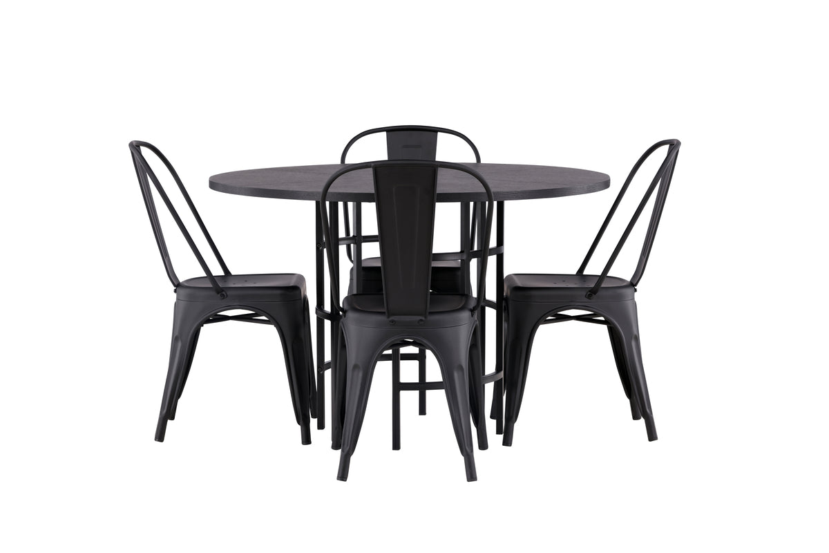 Venture Design Tempe & Copenhagen Matstolar 4-pack Svart + Runda Matbord ⌀115 Svart