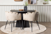 Venture Design Limhamn & Bootcut Matstolar Beige + Runda Matbord ⌀110 Svart