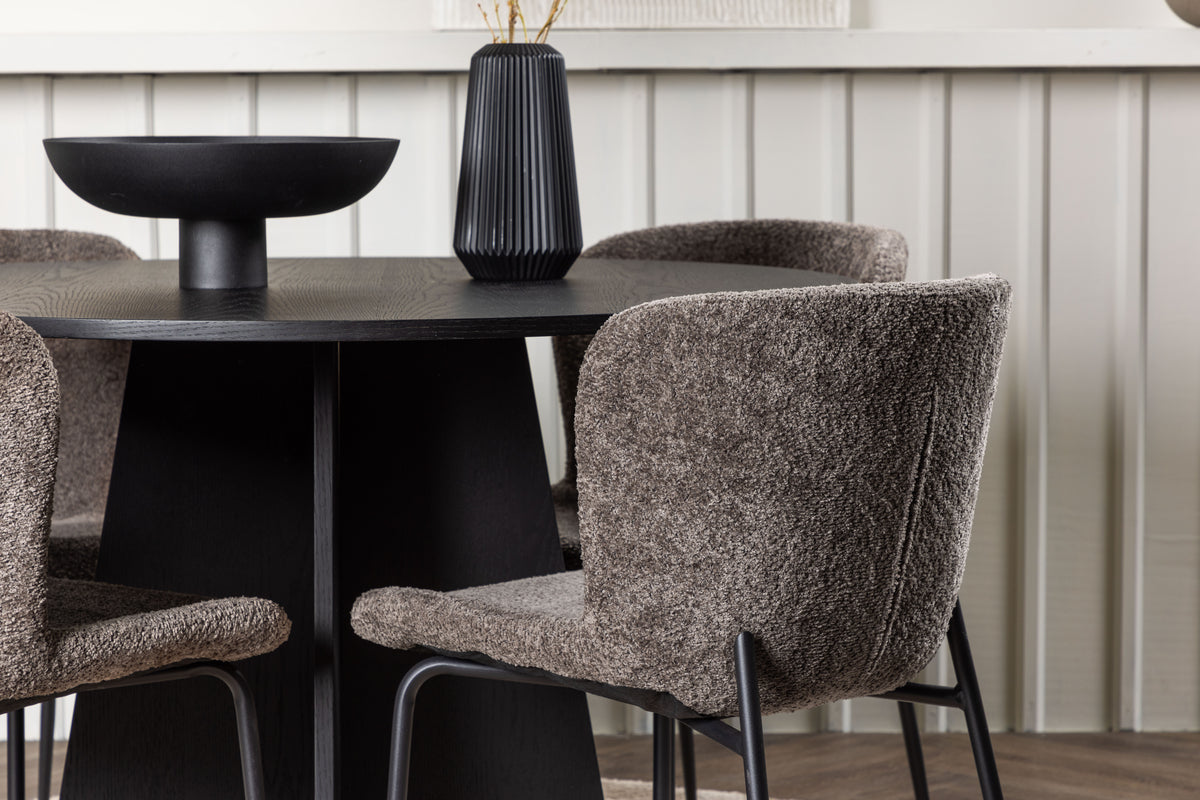 Venture Design Bootcut & Modesto Runda Matbord ⌀110 Svart + Matstolar 2-pack Brun