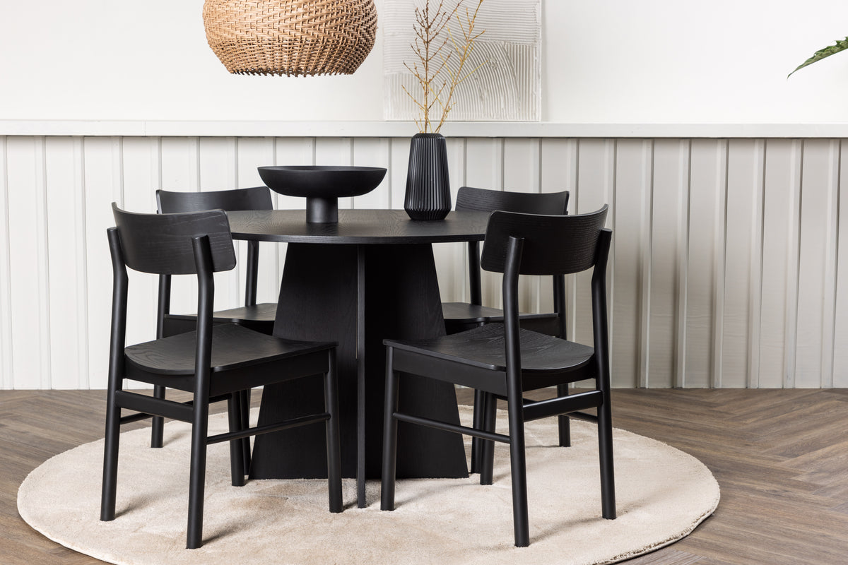 Venture Design Bootcut & Montros Runda Matbord ⌀110 Svart + Matstolar 2-pack Svart