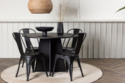Venture Design Bootcut & Tempe Runda Matbord ⌀110 Svart + Matstolar 4-pack Svart