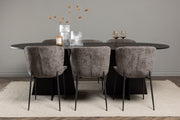 Venture Design Bootcut & Modesto Ovala Matbord 230 x 115 Svart + Matstolar 2-pack Beige