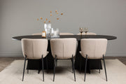 Venture Design Bootcut & Modesto Ovala Matbord 230 x 115 Svart + Matstolar 2-pack Brun
