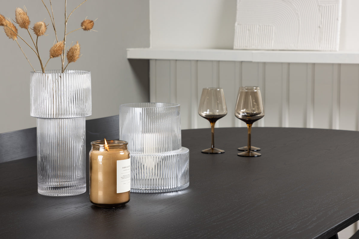 Venture Design Bootcut & Montros Ovala Matbord 230 x 115 Svart + Matstolar 2-pack Svart