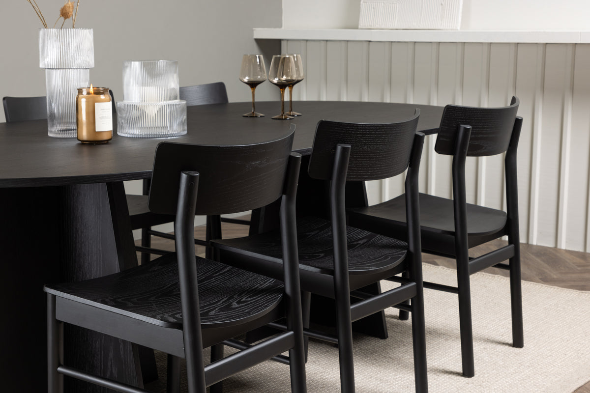 Venture Design Bootcut & Montros Ovala Matbord 230 x 115 Svart + Matstolar 2-pack Svart