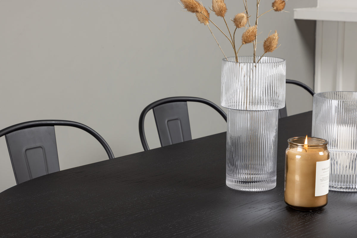Venture Design Bootcut & Tempe Ovala Matbord 230 x 115 Svart + Matstolar 4-pack Svart