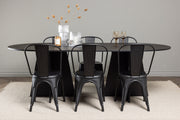 Venture Design Bootcut & Tempe Ovala Matbord 230 x 115 Svart + Matstolar 4-pack Svart