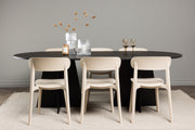Venture Design Bootcut & Åstol Ovala Matbord 230 x 115 Svart + Matstolar 2-pack Beige