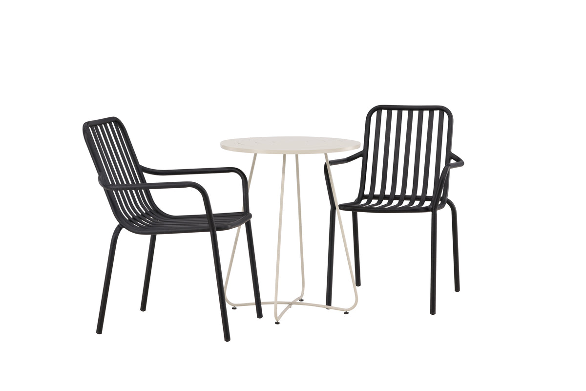 Venture Design Peking & Bacong Matstolar 2-pack Svart + Cafebord Ø60 Beige