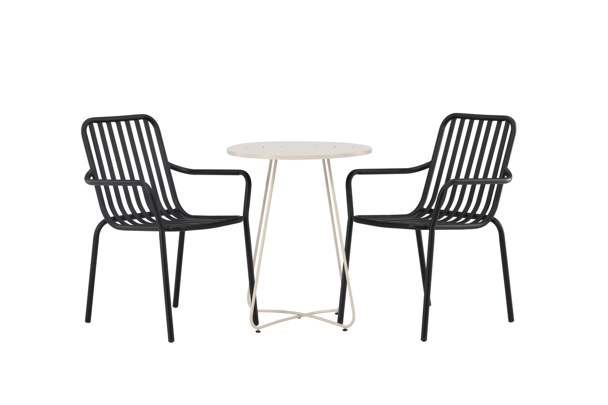 Venture Design Peking & Bacong Matstolar 2-pack Svart + Cafebord Ø60 Beige