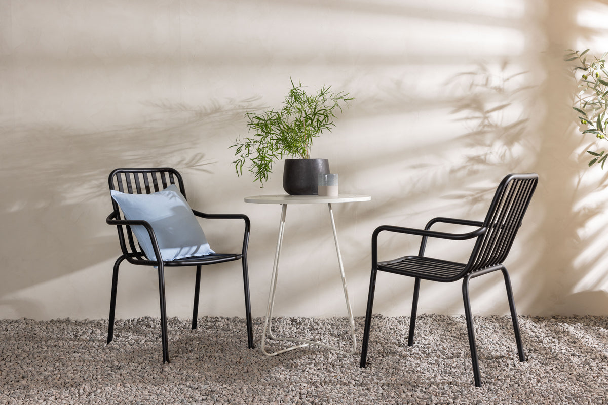 Venture Design Peking & Bacong Matstolar 2-pack Svart + Cafebord Ø60 Beige