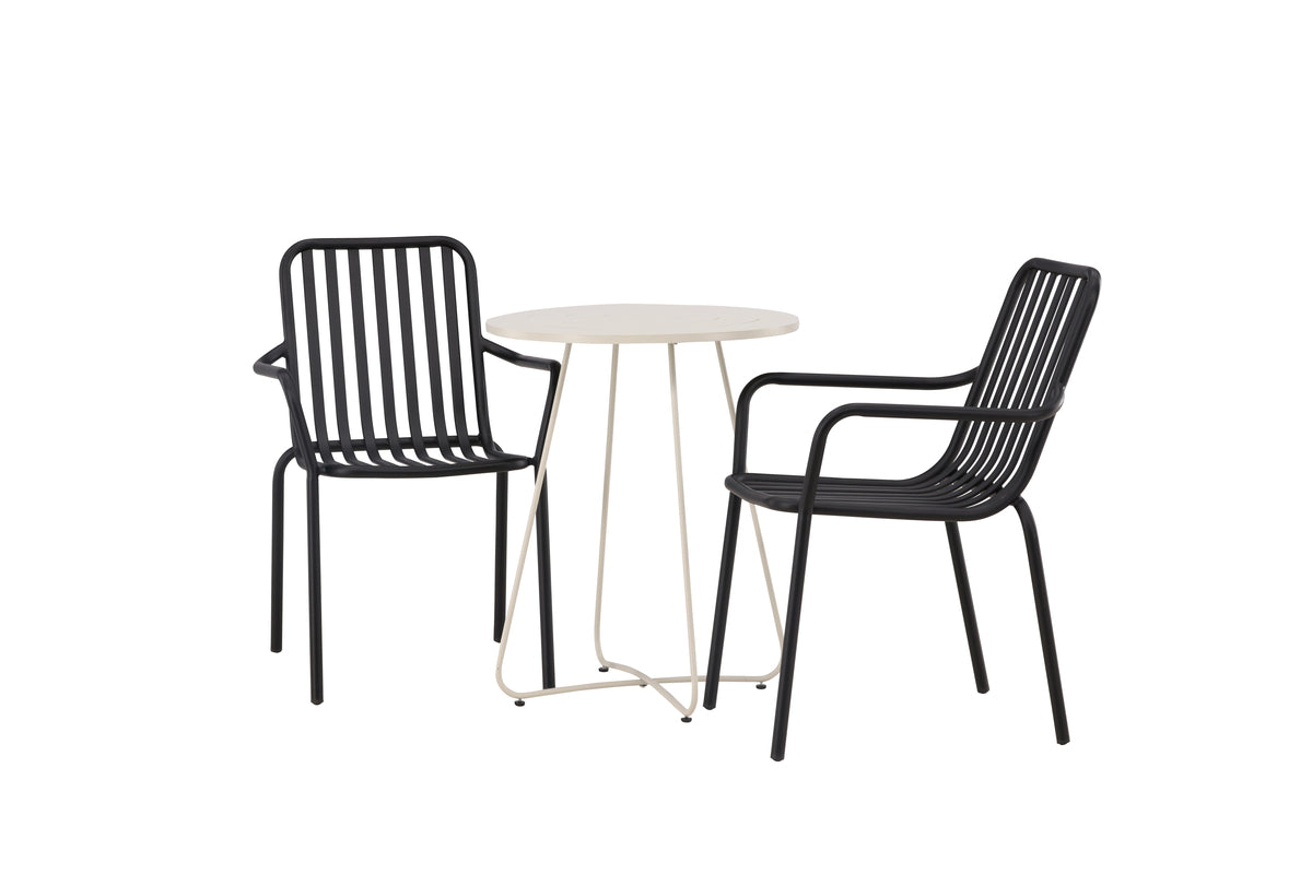 Venture Design Peking & Bacong Matstolar 2-pack Svart + Cafebord Ø60 Beige