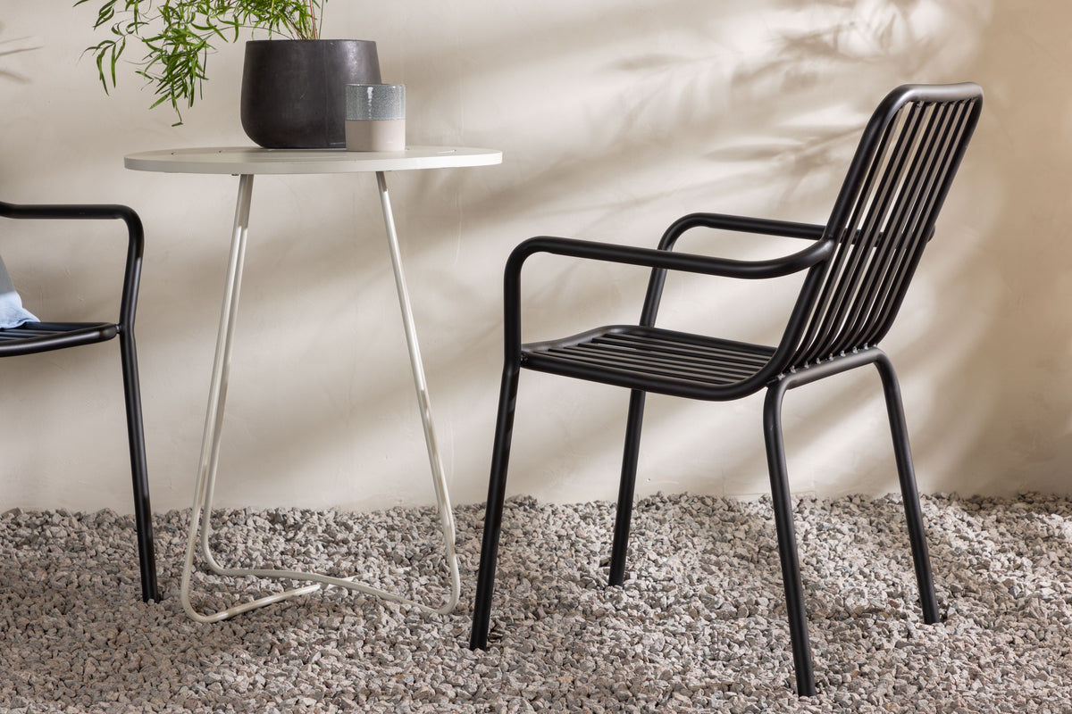 Venture Design Peking & Bacong Matstolar 2-pack Svart + Cafebord Ø60 Beige
